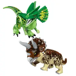 24-28 см длинные Парк Юрского периода World Triceratops Dilophosaurus детская строительных блоков игрушки совместим с Топ бренд Друзья