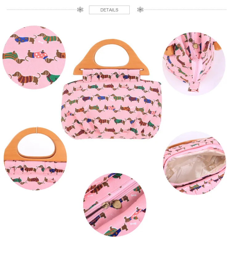 Dachshund Tote Cartoon Sausage Dog Pet Handbag Girl Casual Canvas Shoulder Bag for Women  Shopping Bag (21)