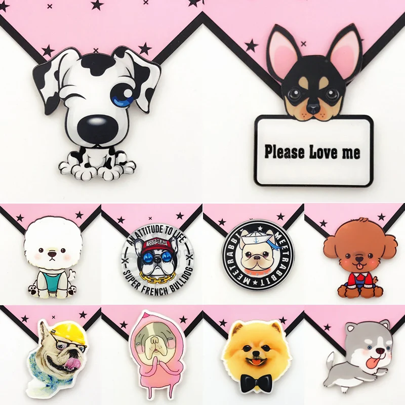 Brooch High Quality Cartoon 1PC Acrylic Badges Animals For Backpacks Harajuku Cute Dog Pins For Clothes Hot Sale Kawaii Cat