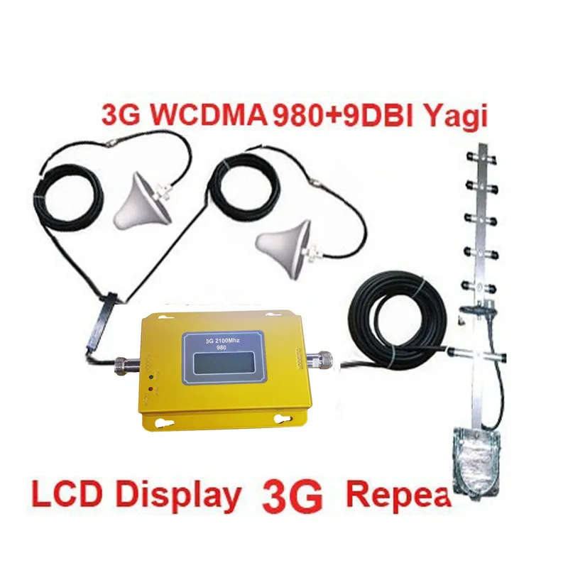 ЖК-дисплей 950 WCDMA 2100 Mhz усилитель W/21 M кабель+ 2 комнатные антенны, 3g ретранслятор усилитель сигнала 3g усилитель ретранслятора комплекты