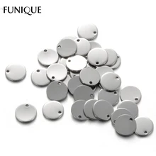 FUNIQUE 10 мм очаровательыне нержавеющие 50 серебристого цвета круглые штамповки пустой ожерелье кулон для ожерелья ювелирные изделия
