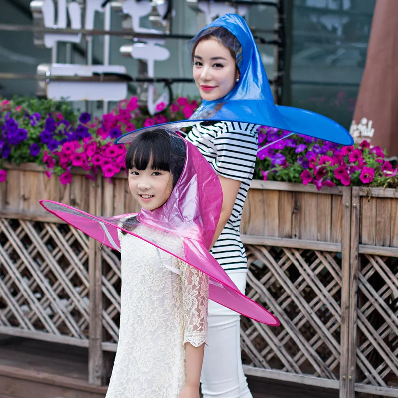 

Saucer Umbrella Children Rain Coat Cover Umbrella Handle Raincap Raincoat Hats Wearing Type Camping Casacas Para Mujer