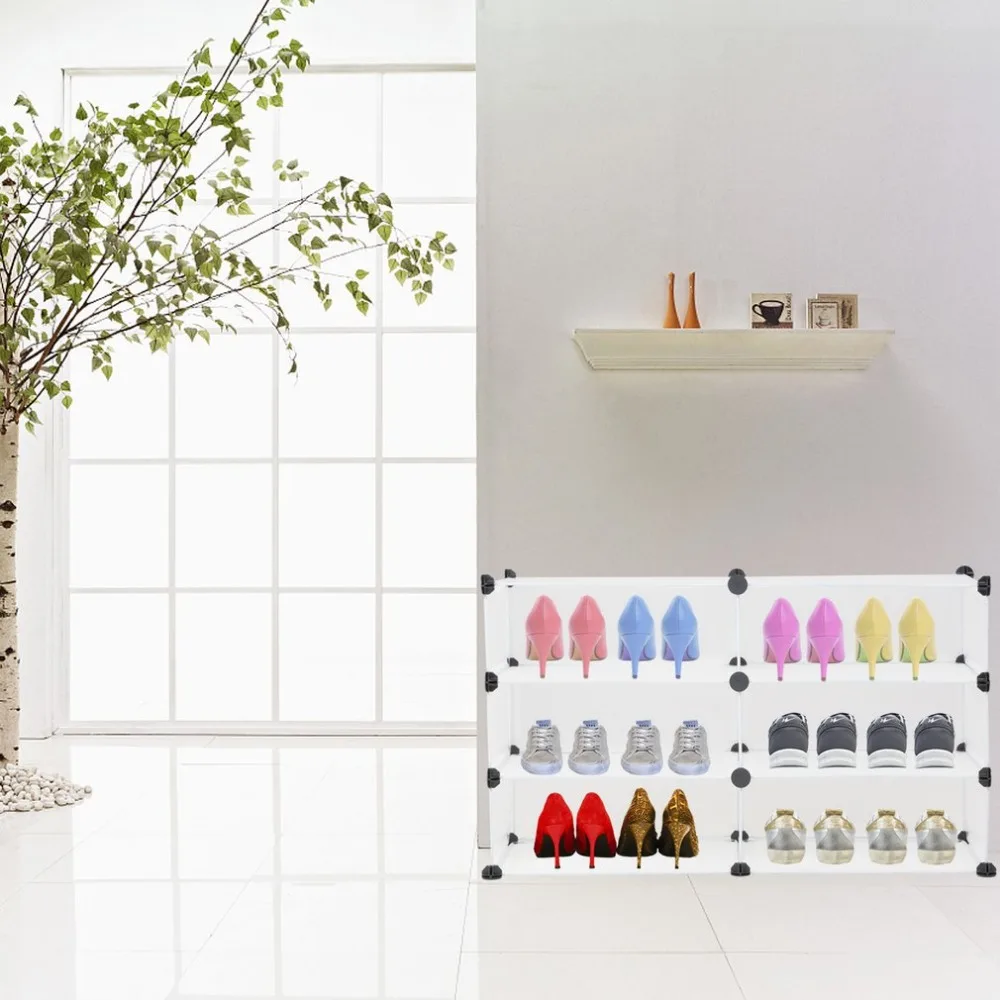 

3 Layers Home Modern Interlocking Shoe Rack Closet Wardrobe Standing Storage Organiser Cabinet DIY Plastic Storage Wardrobe