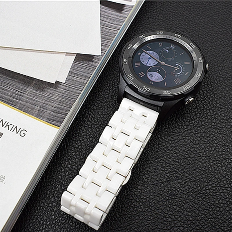 Ремешок из натуральной керамики 20 мм для наручных часов Huawei Watch 2 Sport Classic Samsung Gear S3