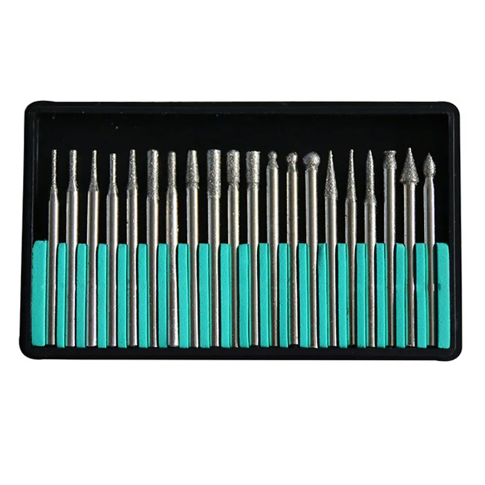 High Quality 20Pcs 3mm Shank Diamond Rotary Tool Grinding Cutting Head Drill Bits Set Needle