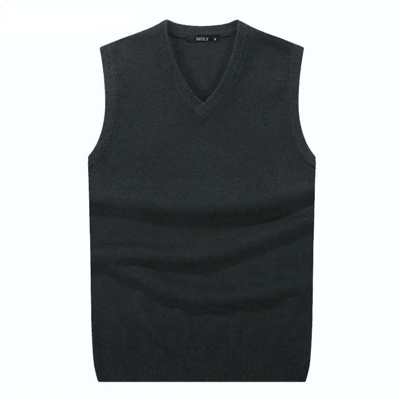 4Colors Men Sleeveless Sweater Vest Autumn Spring 100% Cotton Knitted Vest Sweater Basic Male Classic V neck Tops 2018 New M-3XL-04