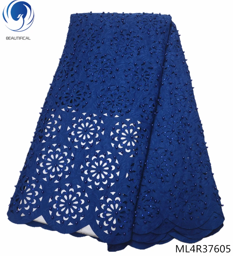 

BEAUTIFICAL blue swiss voile lace voile lace fabrics latest laces swiss laces with beads 5 yards/lot free shipping ML4R376