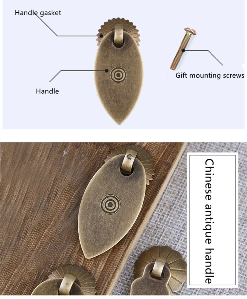 Китайская мебель ящик антикварная маленькая ручка двери шкафа бронзовая ручка китайский одно отверстие Чистая латунная ручка