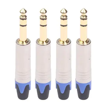 

4pcs 6.35mm 6.5mm Jack Male Plug Stereo Connector Adapter for Microphone