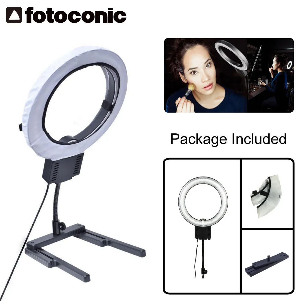 Prix pour Studio 40 W 5400 K Photo Diva Anneau Lumière avec Diffuseur + Flexible Table De Base Stand pour Maquillage Youtube Vidéo Photo lumières Prix pour Studio 40 W 5400 K Photo Diva Anneau Lumière avec Diffuseur + Flexible Table De Base Stand pour Maquillage Youtube Vidéo Photo lumières