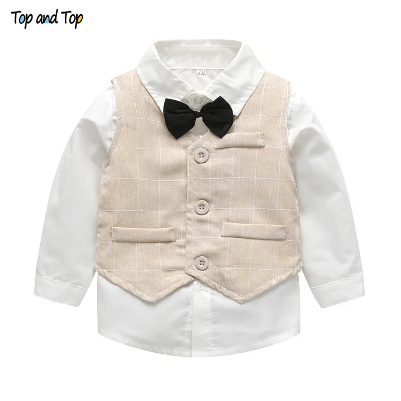 Autumn Infant Clothing Set Kids Baby Boy Suit Gentleman Wedding Formal Vest Tie Shirt Pant 4Pcs Clothes Sets kids clothes