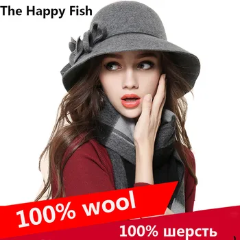 

Charming ! Women Fedora Hat for Woman Fedora Hats Wide Brim hat Wool Floral