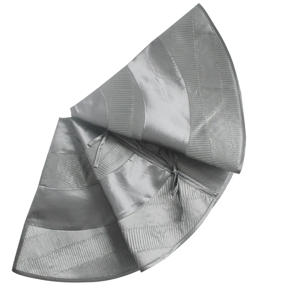 

Free Shipping Silvery Pleat Faux Silk Patchwork Christmas Tree Skirt- 90cm P2854