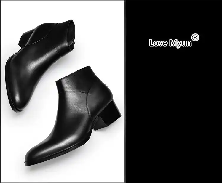 Nuevos Hombres Zapatos Cuero Invierno Moda Tobillo Otoño Casual Zip Genuino Top De High Carrera Trabajo Botas Tacones Altos Nwv0Om8Pyn