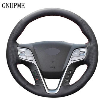 

GNUPME DIY Hand-stitched Soft Artificial Leather Black Car Steering Wheel Cover for Hyundai Santa Fe 2013 Grand ix45