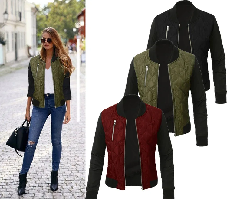EHNSYZYU Womens Autumn Zipper Coat Bomber Outerwear Jacket