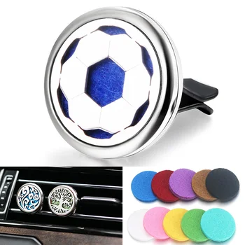 

European Football Car Air Vent Freshener Perfume Diffuser 316L Car Clip Aroma Essential Oil Diffuser Stainless Steel Open Locket