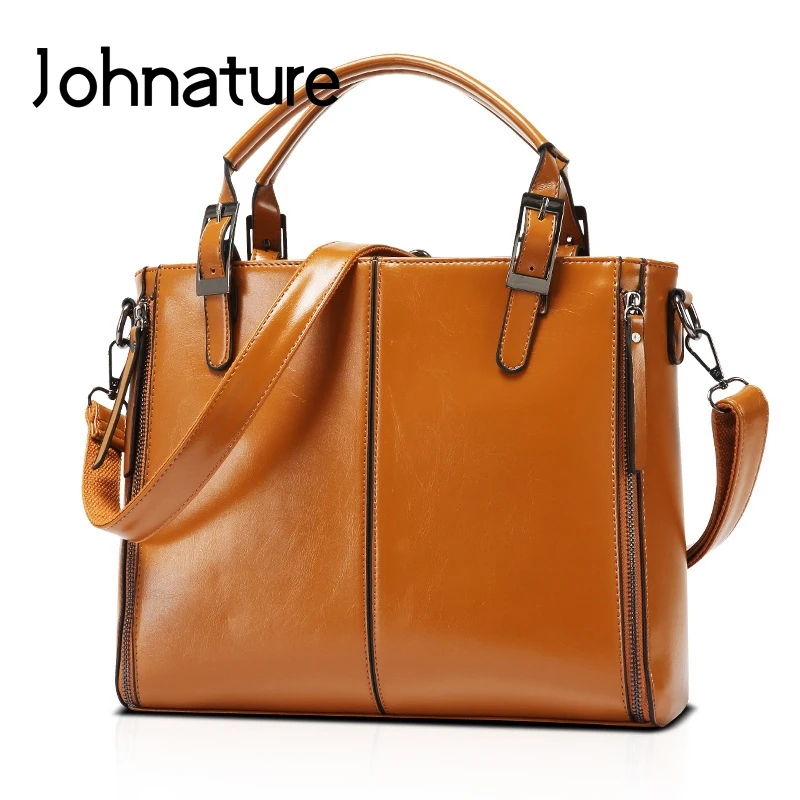 

Johnature New 2019 Saffiano Casual Solid Zipper Open Pocket Hard Versatile Women Shoulder & Handbags Messenger Bag