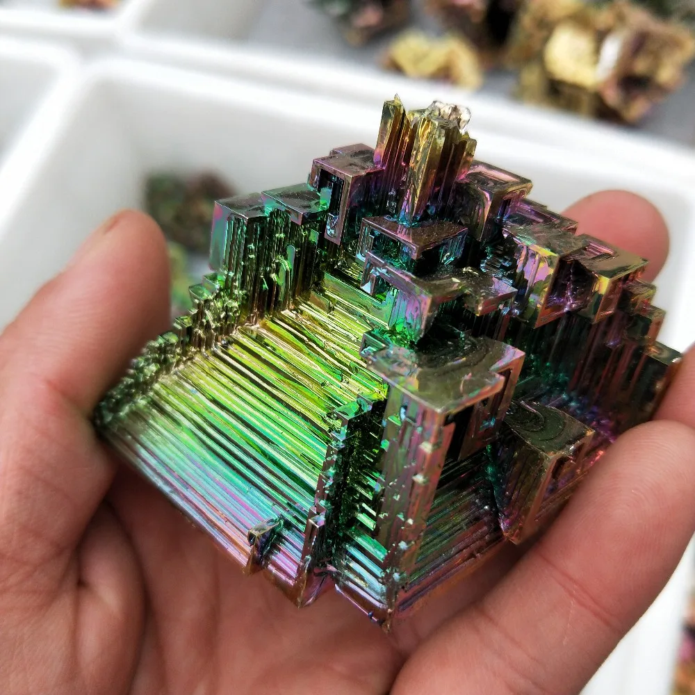 Прямая поставка 20 г немецкий натуральный кварцевый кристалл радуги {bismuth} образец