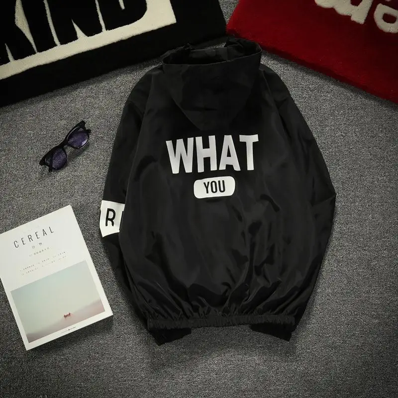 Женская куртка бомбер с надписью WHAT YOU Back капюшоном и длинным рукавом в стиле панк