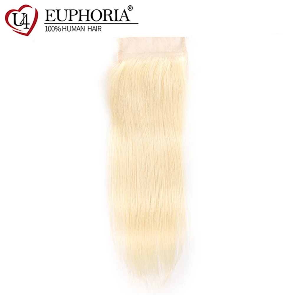 

613 Blonde Human Hair Lace Closure 4x4 Euphoria Brazilian Straight Closures With Baby Hair 100% Remy Human Hairpiece Free Part
