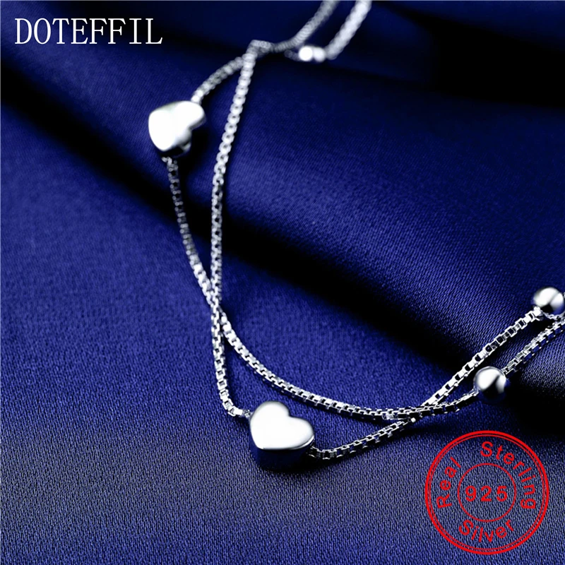 Серебряный браслет на ногу DOTEFFIL 925 пробы для женщин серебряный 100% с бусинами 3 мм