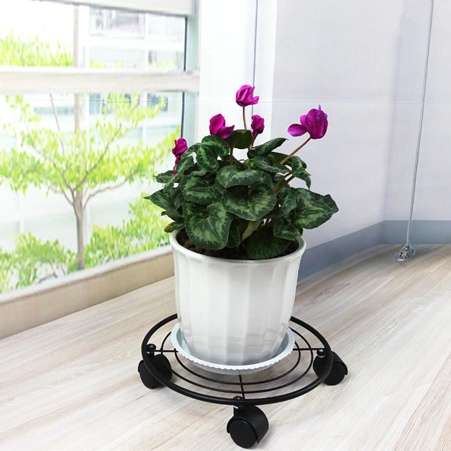 Behogar 25cm/9.84inch 360 Degree Rotatable Iron Flower Potted Plant