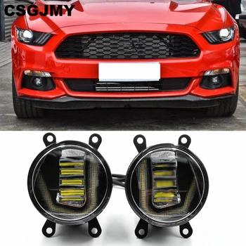 

3-IN-1 Functions LED DRL Daytime Running Light Car Projector Fog Lamp with yellow signal For Ford Mustang 2015 2016 2017 2018