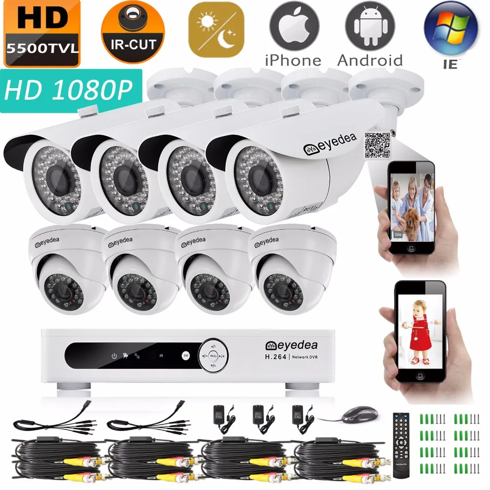 

Russia Stock Free Shipping Eyedea 8 CH Phone View DVR 2.0MP 1080P 5500TVL Outdoor CMOS Surveillance CCTV Security Camera System