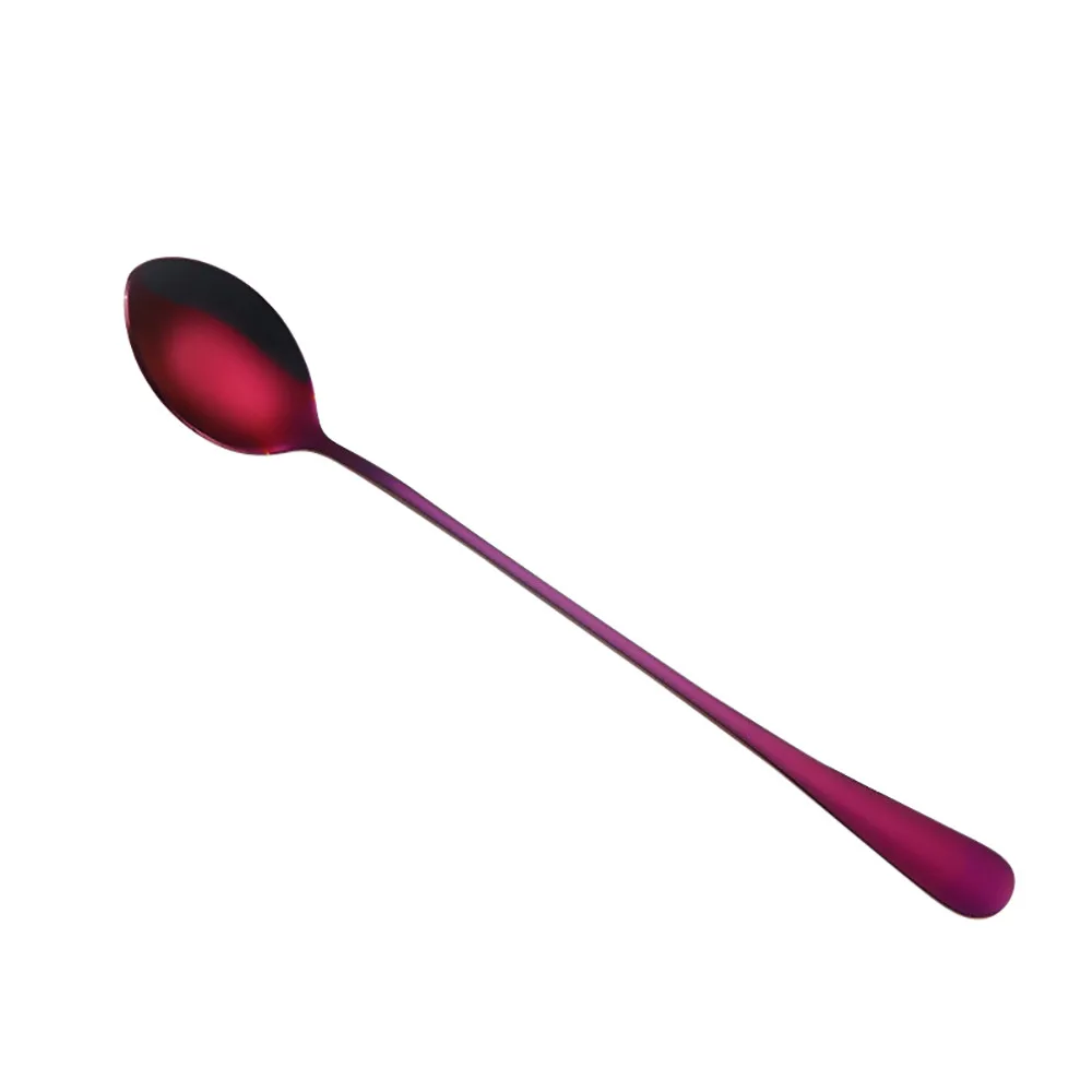 8 Colors Stainless Steel Spoon With Long Handle Ice Spoon Coffee Spoon Tea Home Kitchen Tableware Colorful Spoons 21 CM
