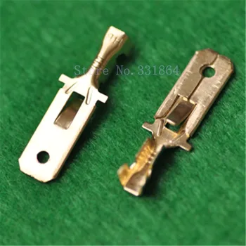 

100pcs Free Shipping 6.3mm Lengthened Copper Sifang Insert Copper Terminal Copper Lug Double Layer Cold Pie Terminal Blo