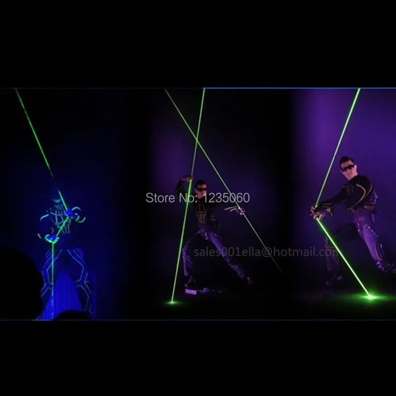 Wholesale-One-Pair-Hand-Green-Laser-Swords-1-Pcs-Laserman-Show-Pointers-Projector-Control-By-Feet