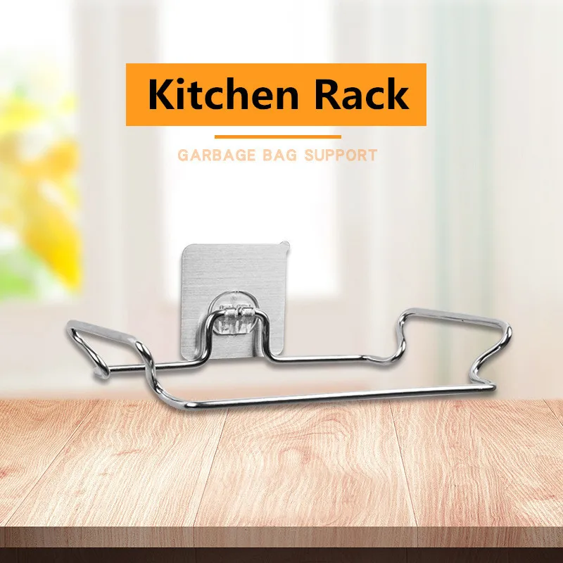 Stainless Steel Kitchen Rack Trash Bag Holder Kitchen Storage Drainer Cabinets Towel Rack Kitchen Accessories Organizer (4)