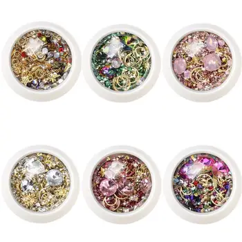

1Box 3D DIY Rhinestones Gems Charms Mix Strass Nail Art Decoration Crystal Jewelry Gel Glitter Nails Accessories