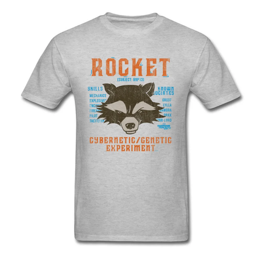 Discount Man T Shirt O Neck Short Sleeve Pure Cotton Star Wars Rocket Raccoon Subject 89P13 T Shirt Street T-Shirt Rocket Raccoon Subject 89P13 grey