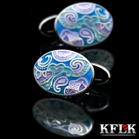 Blue enamel Cuff links 1