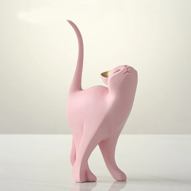 Креативный нордический розовый котенок, орнамент из смолы, креативные милые изделия в виде животных, домашний интерьер для украшения гостиной, настольные фигурки - Цвет: single B