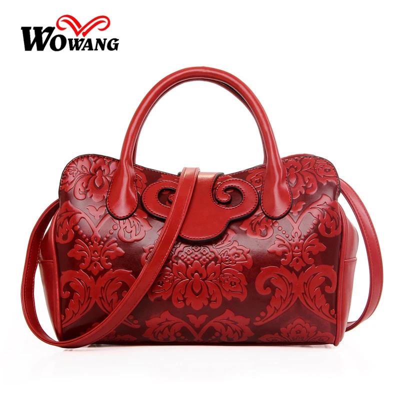 

2016 Women Leather Handbag Brand Designer Shoulder Crossbody Bag Embossing Women Messenger Bags Chinese National Wind Tote Bag