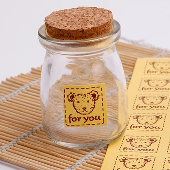 

320PCS 2.4x2.4cm thank you sticker self-adhesive Lovely bear for you Baking Package kraft sealing sticker wedding custom