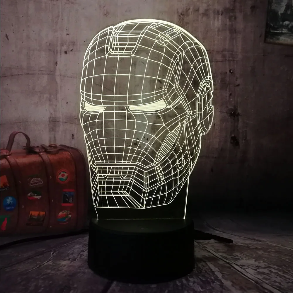 3D светодиодный ночник Marvel Мстители Человек паук Халк Дэдпул многоцветный RGB