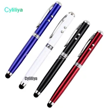 10 шт. 4 в 1 лазерный указатель светодиодный сенсорный экран Стилус Шариковая ручка для iPhone Прямая