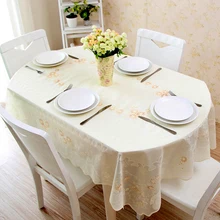 PVC Oval Table Cloth Waterproof and Oil Proof Hot European Plastic Tablecloth Table Cover Lace