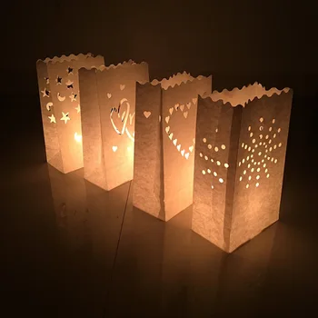 

10PCS Wedding Heart Tea Light Holder Luminaria Paper Lantern Candle Bag Home Romantic Wedding Party Decoration Supplies