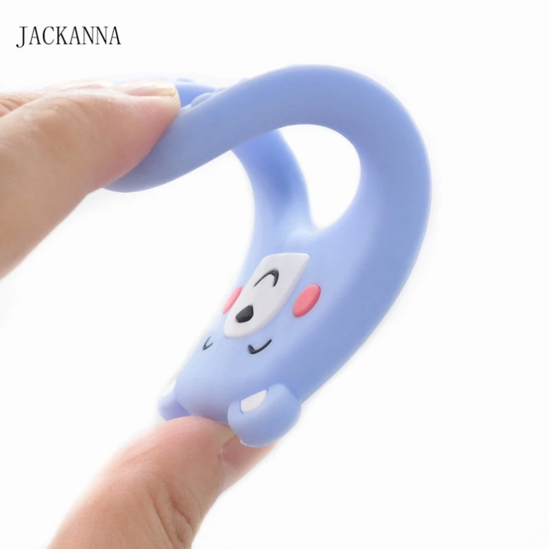 1PC Animal Shape Silicone Teether Wooden Ring Nursing Accessories Chewable Rattle Toy Circle Newborn Shower Gifts Baby Teether