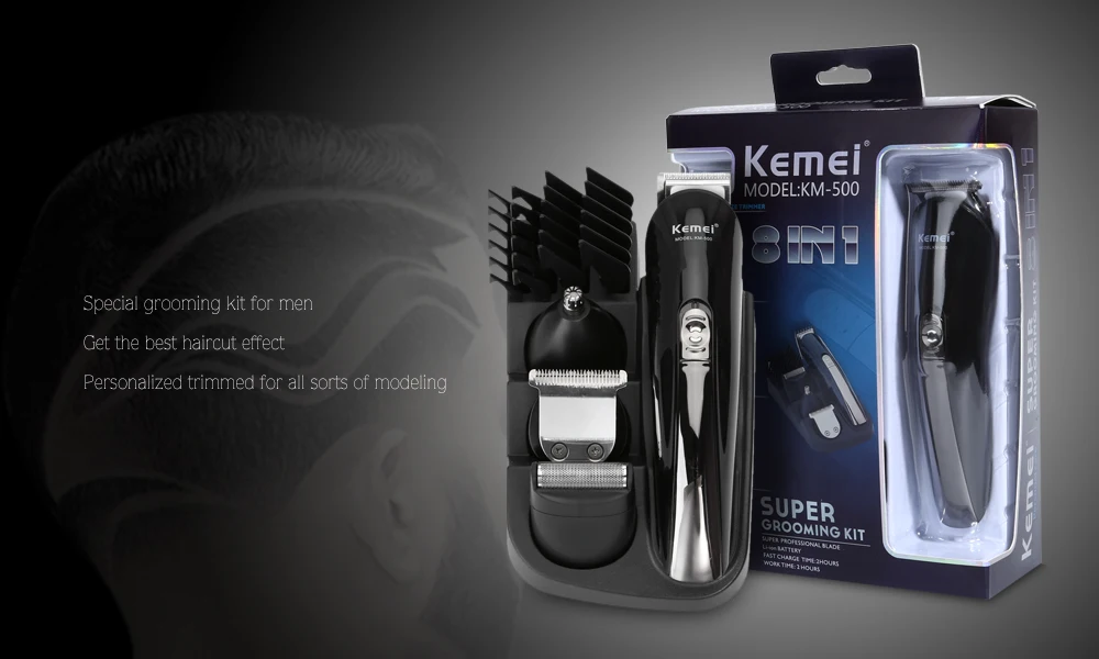 Kemei500 универсальный Электрический Машинка для стрижки волос перезаряжаемые триммер для удаления волос бритвы беспроводные Регулируемая машинка для стрижки волос 100-240 В