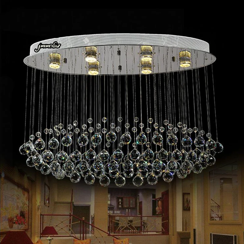 

Modern minimalist European popular oval LED crystal chandelier living room lamp bedroom study lamp restaurant lighting lamps
