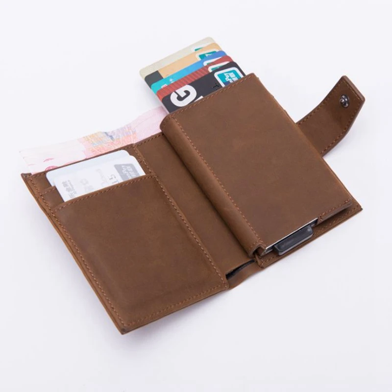 

2019 Automatically Slide Cardholder ID Bank Card holders Coin Purses Rfid Credit Card Case Protector for Men Women Money Bag