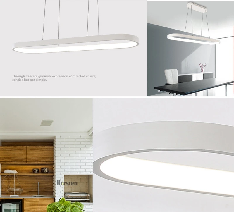 Modern Minimalism Oval Ring LED Pendant Lights Aluminum Acrylic Suspension Hanging Lamps For Dining Room Restaurant Office (3)