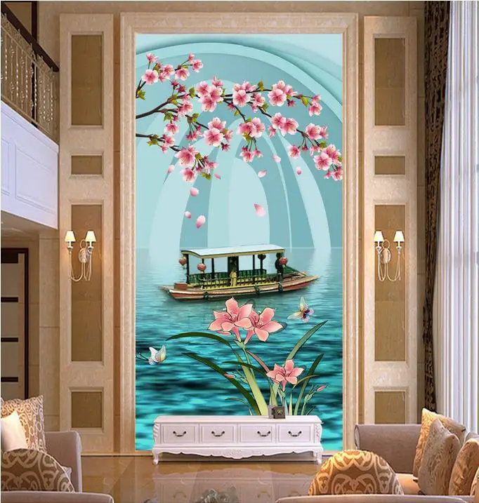 

Customize size High Quickly HD mural 3d wallpaper wall paper diamonds water with flower 3d wallpaper papel de parede