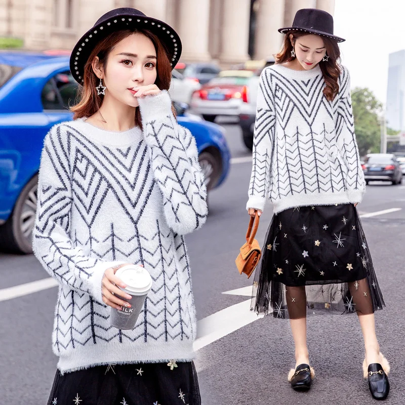 

Plus Size Loose Woolen Knitted Maternity Sweaters Dress Autumn Winter Fashion Warm Clothes for Pregnant Women Pregnancy Wear